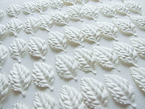 ICRAFY Tiny Leave Flower Mulberry Paper Die Cut Style White Color, 50 Pcs. Size 1""-1.5"" (White) - Image 1